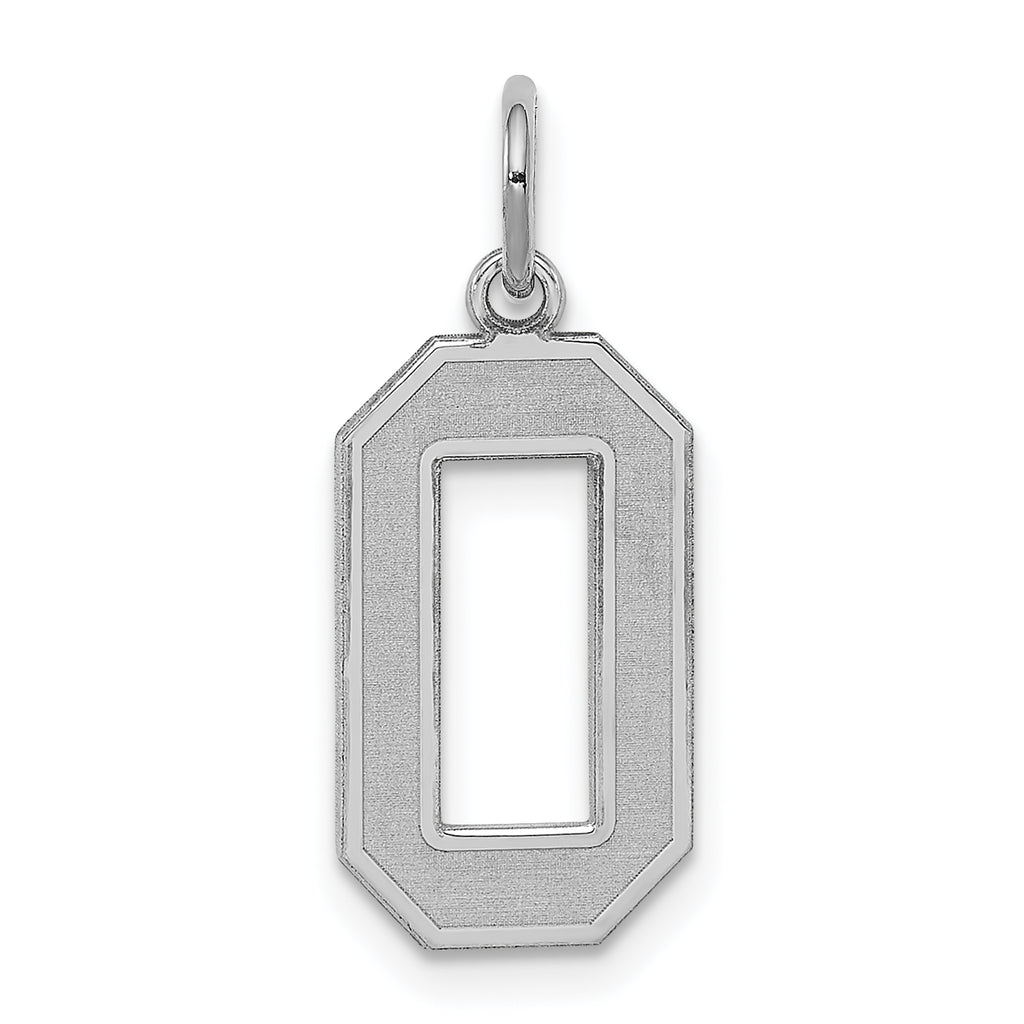 Sterling Silver/Rhodium-plated Satin Number 0 Charm