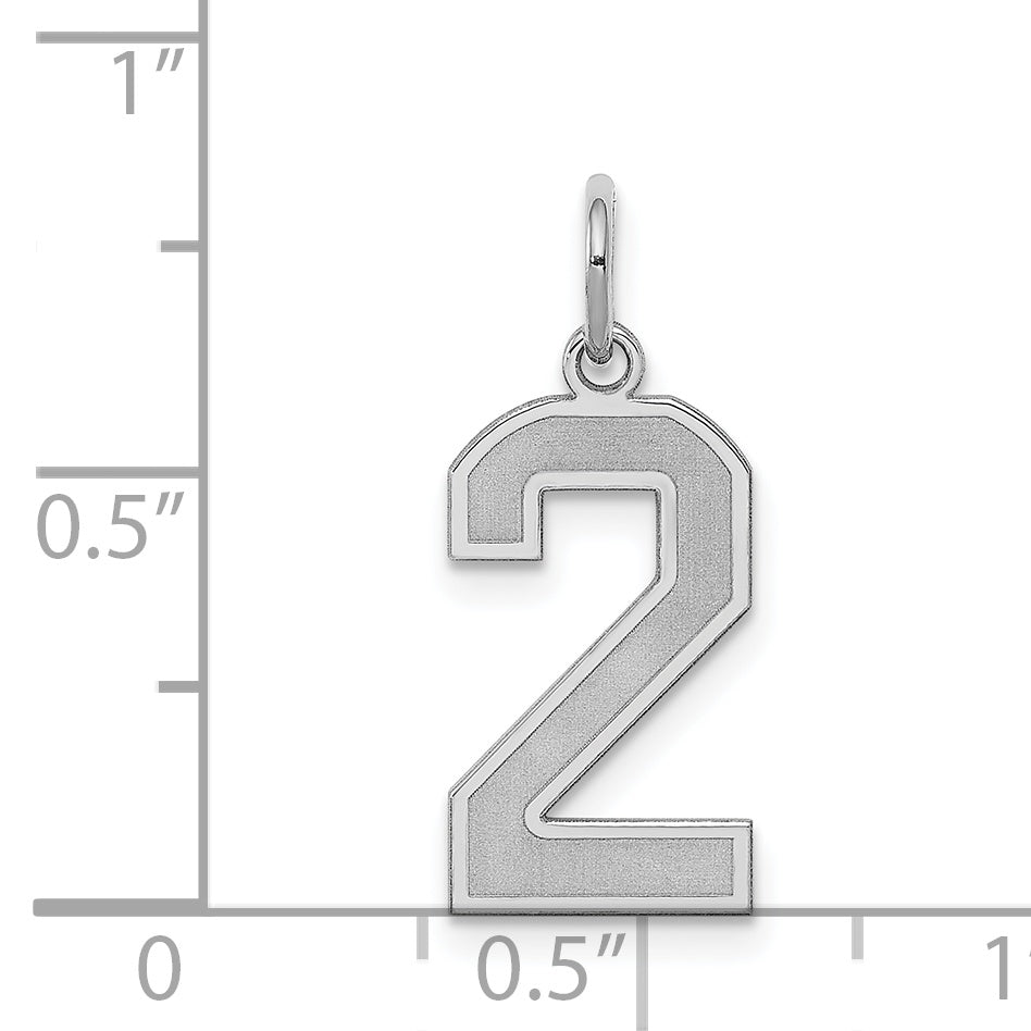 Sterling Silver/Rhodium-plated Satin Number 2 Charm