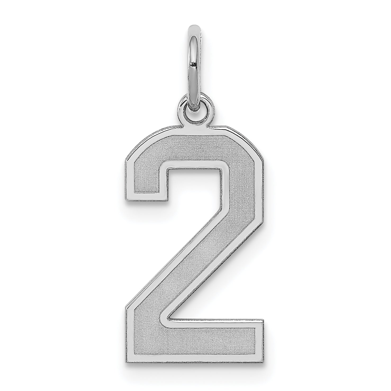 Sterling Silver/Rhodium-plated Satin Number 2 Charm Main image