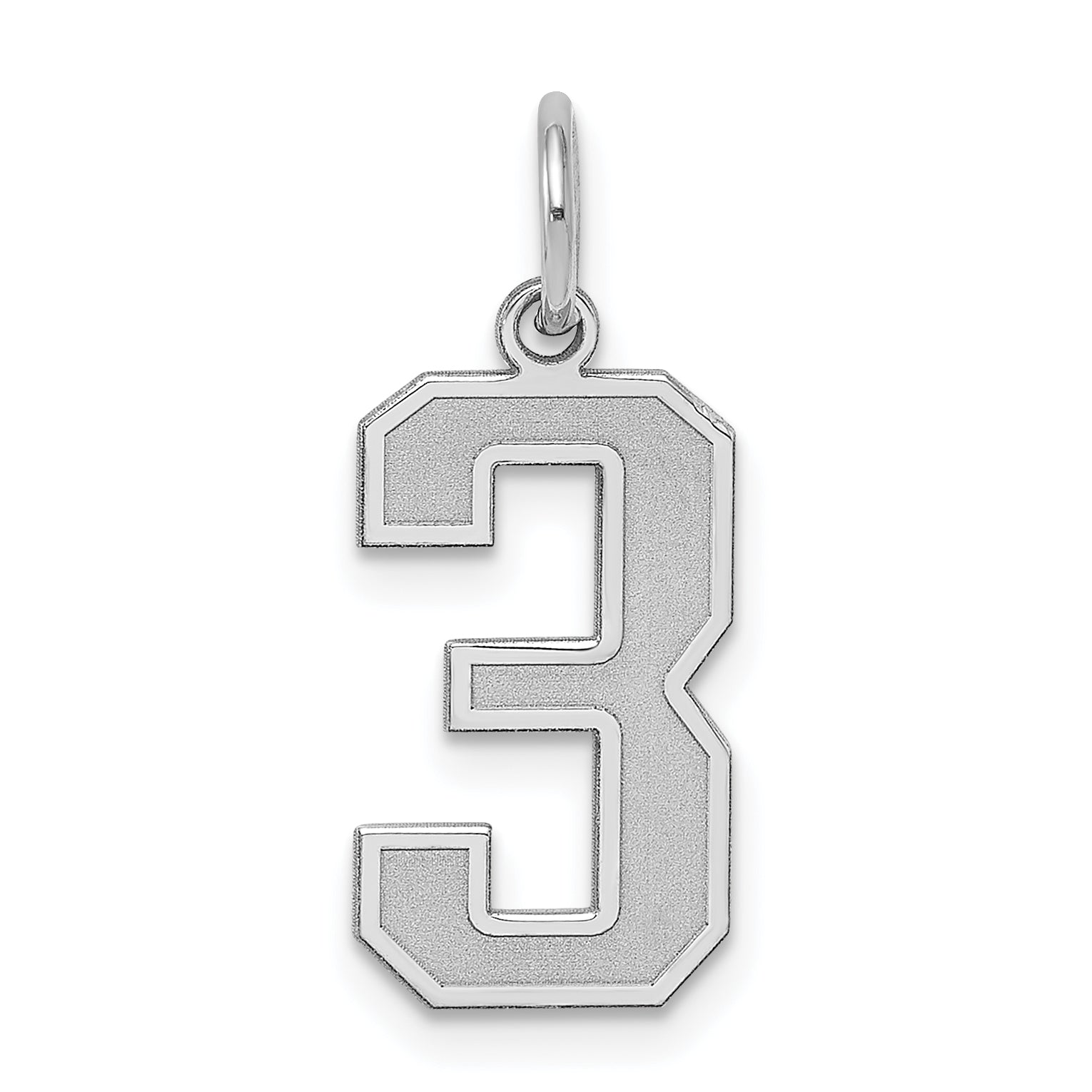 Sterling Silver/Rhodium-plated Satin Number 3 Charm Main image