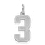 Sterling Silver/Rhodium-plated Satin Number 3 Charm