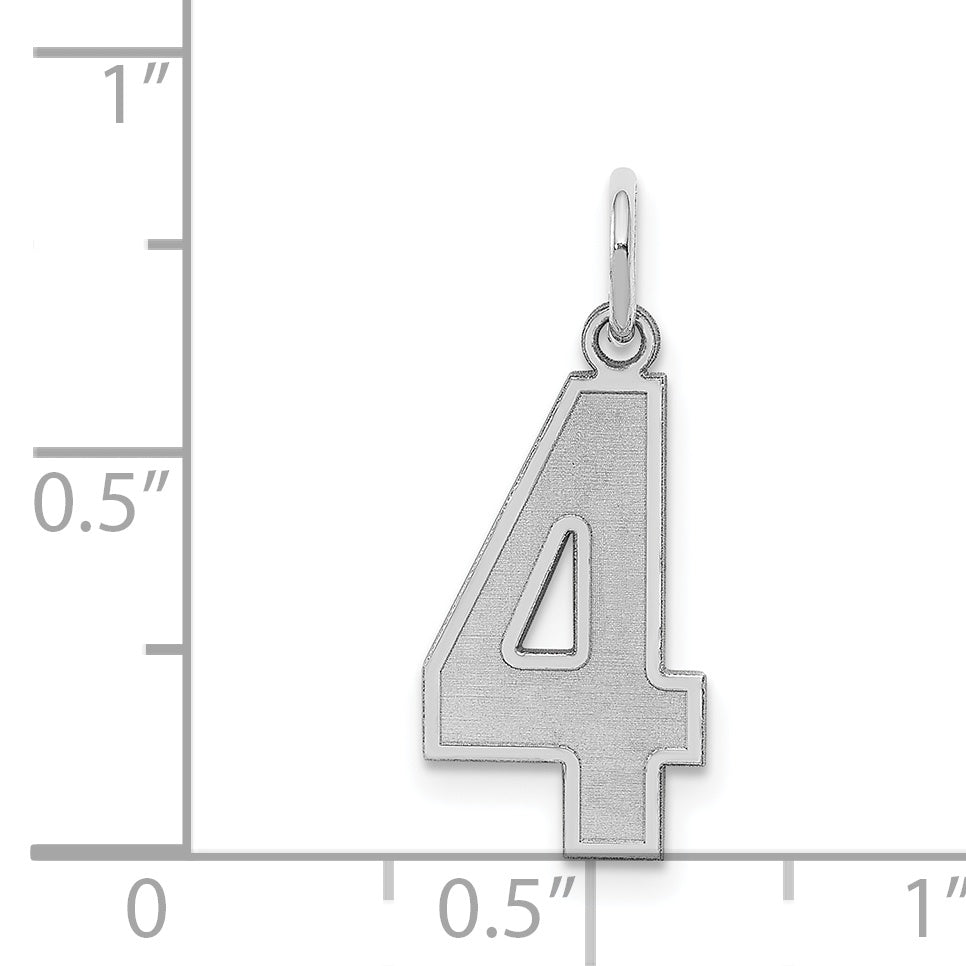 Sterling Silver/Rhodium-plated Satin Number 4 Charm