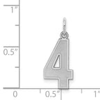 Sterling Silver/Rhodium-plated Satin Number 4 Charm