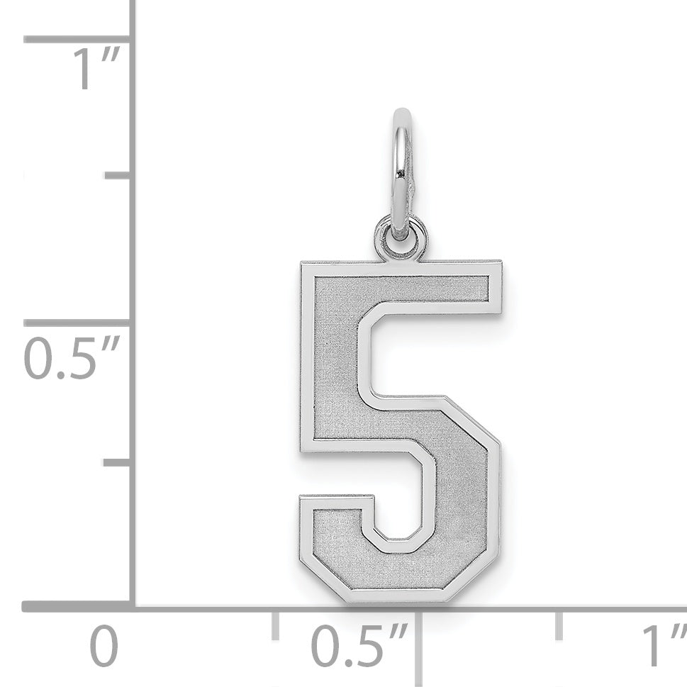 Sterling Silver/Rhodium-plated Satin Number 5 Charm