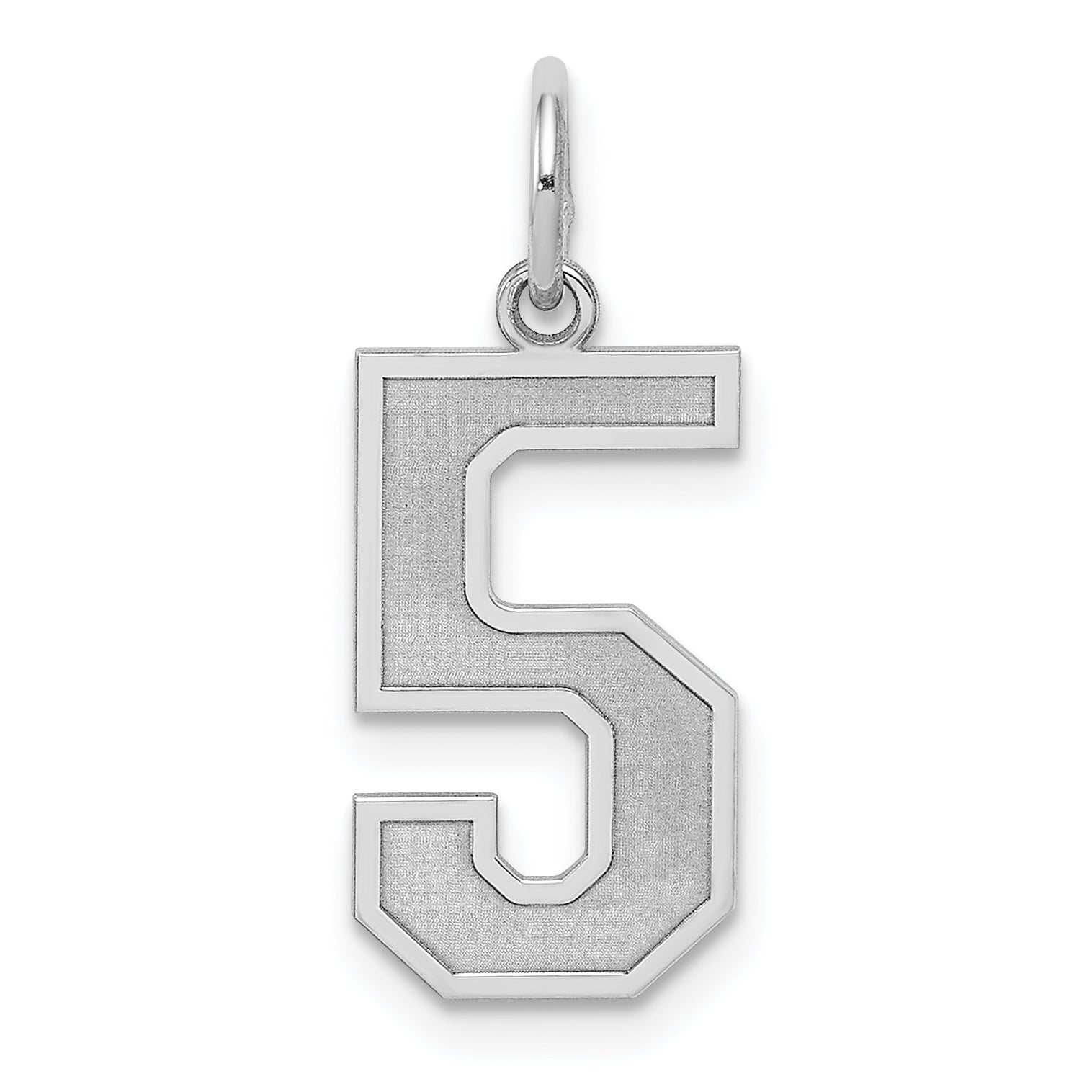 Sterling Silver/Rhodium-plated Satin Number 5 Charm Main image
