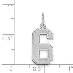 Sterling Silver/Rhodium-plated Satin Number 6 Charm