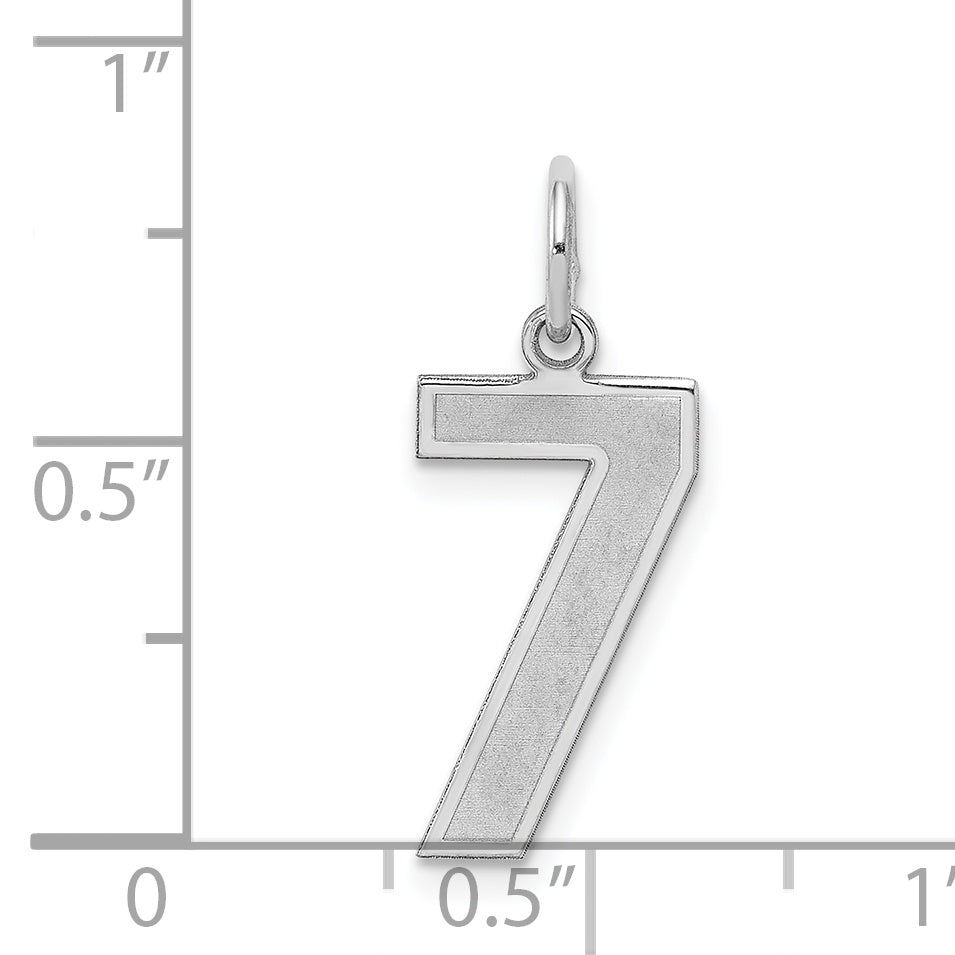 Sterling Silver/Rhodium-plated Satin Number 7 Charm