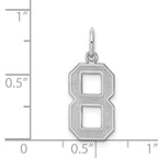 Sterling Silver/Rhodium-plated Satin Number 8 Charm