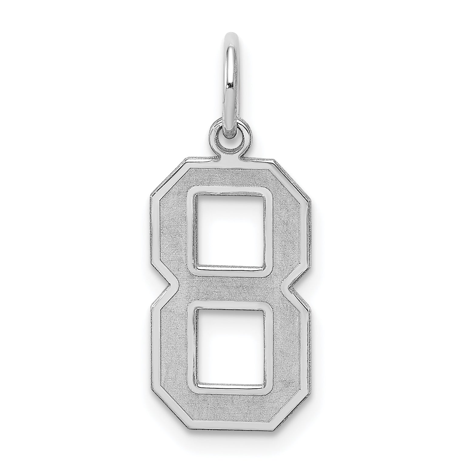 Sterling Silver/Rhodium-plated Satin Number 8 Charm Main image