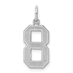 Sterling Silver/Rhodium-plated Satin Number 8 Charm