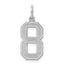 Sterling Silver/Rhodium-plated Satin Number 8 Charm