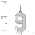 Sterling Silver/Rhodium-plated Satin Number 9 Charm