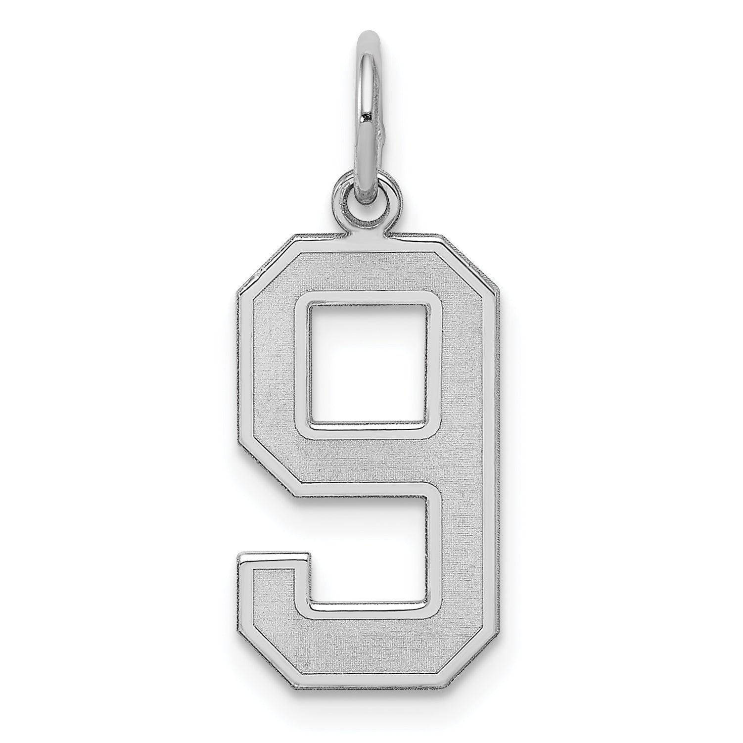 Sterling Silver/Rhodium-plated Satin Number 9 Charm Main image