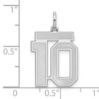 Sterling Silver/Rhodium-plated Satin Number 10 Charm
