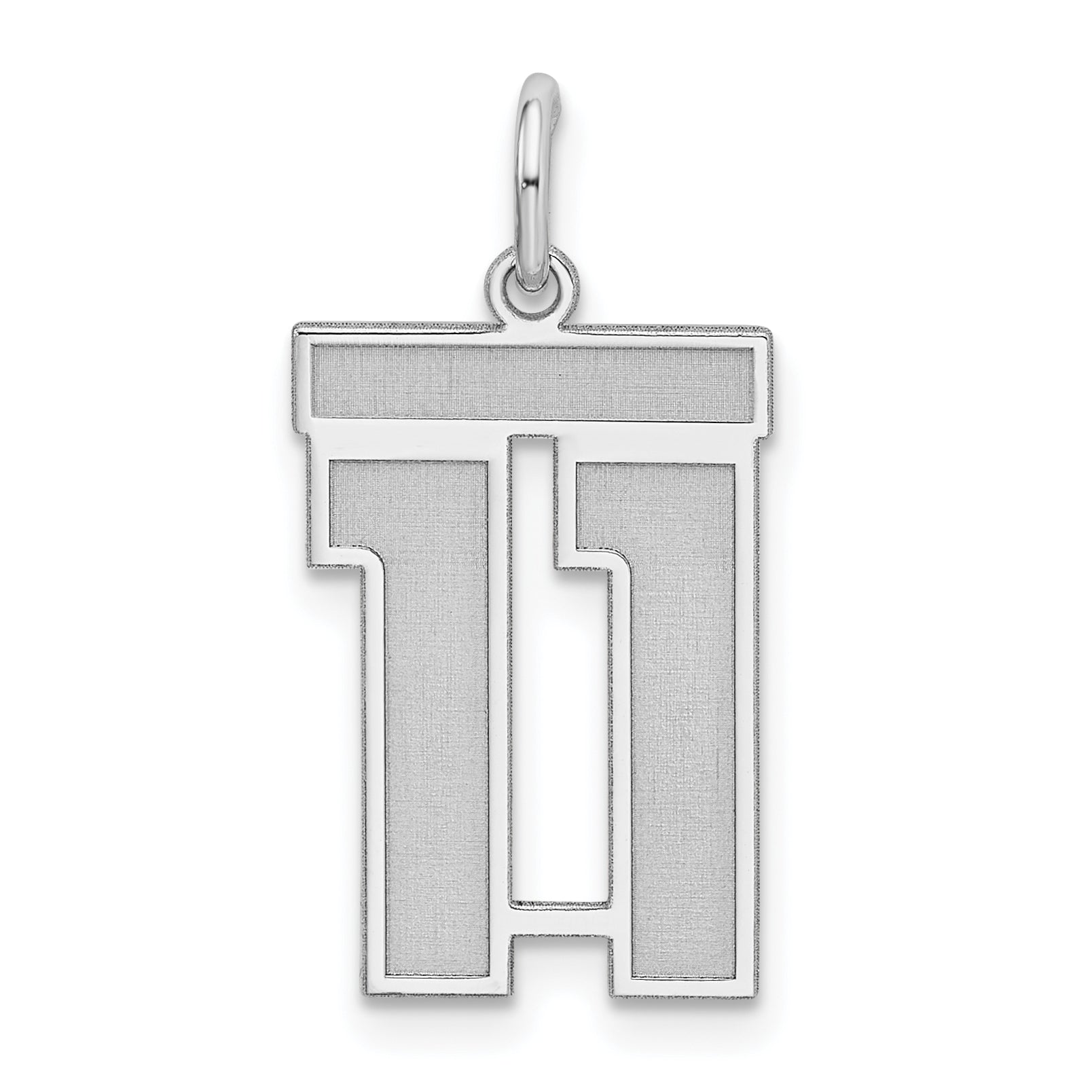 Sterling Silver/Rhodium-plated Satin Number 11 Charm Main image