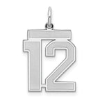 Sterling Silver/Rhodium-plated Satin Number 12 Charm