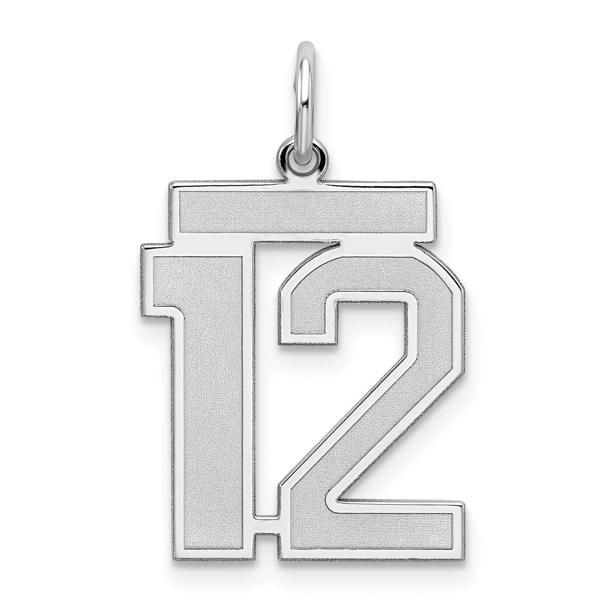 Sterling Silver/Rhodium-plated Satin Number 12 Charm