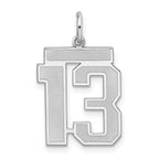Sterling Silver/Rhodium-plated Satin Number 13 Charm