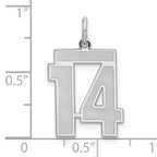 Sterling Silver/Rhodium-plated Satin Number 14 Charm