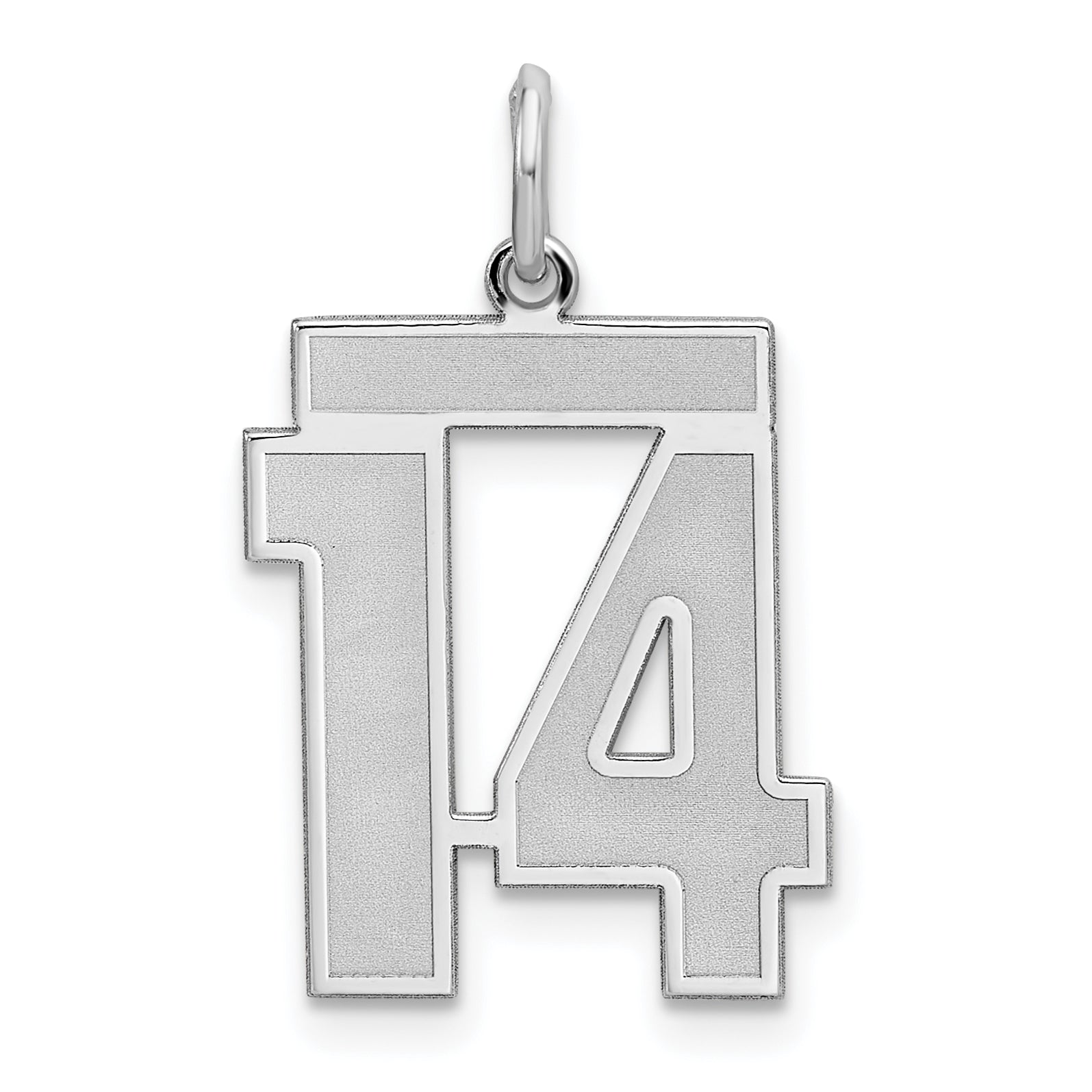 Sterling Silver/Rhodium-plated Satin Number 14 Charm Main image