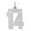 Sterling Silver/Rhodium-plated Satin Number 14 Charm