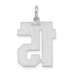Sterling Silver Rhodium-plated Medium Satin Number 15 Charm