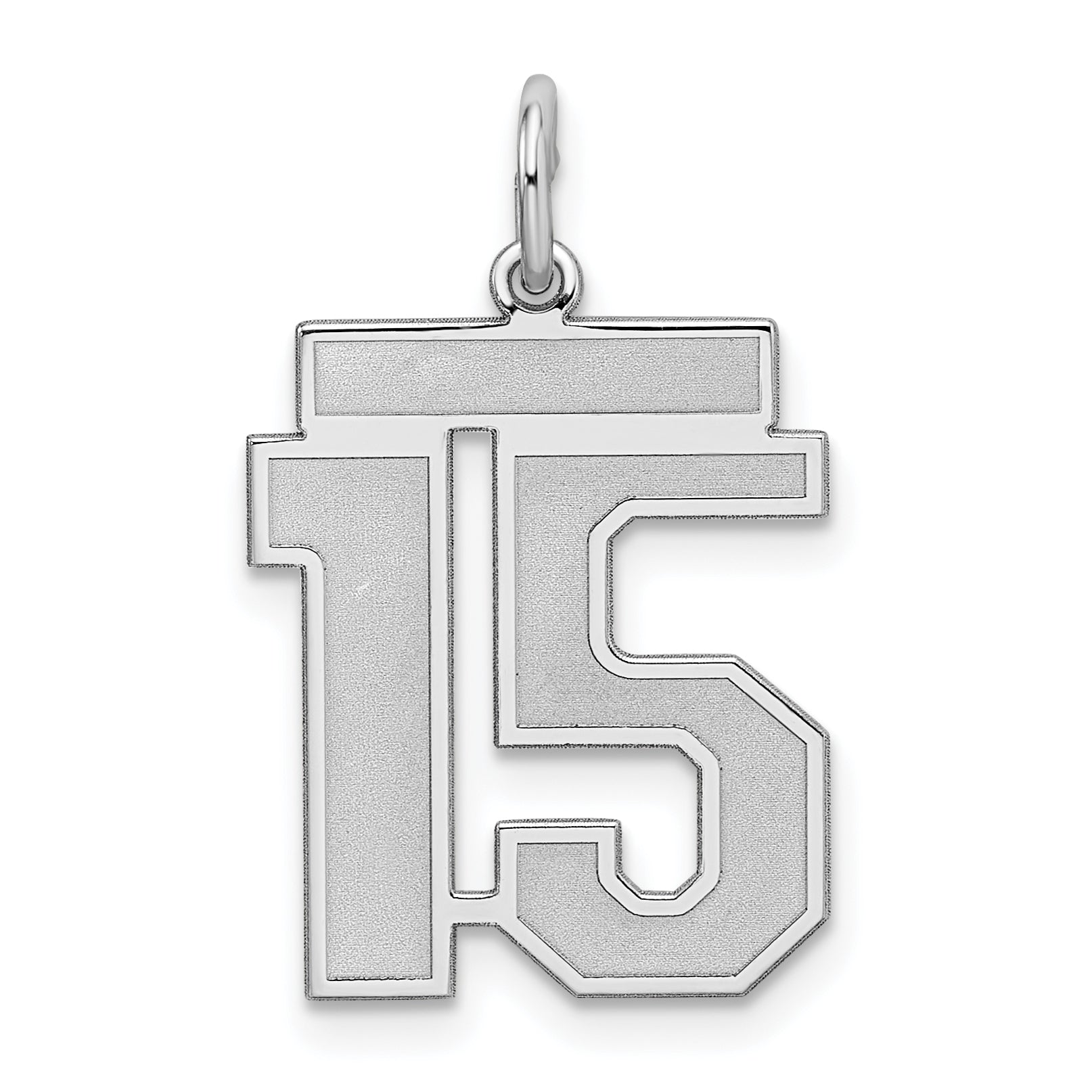Sterling Silver/Rhodium-plated Satin Number 15 Charm Main image