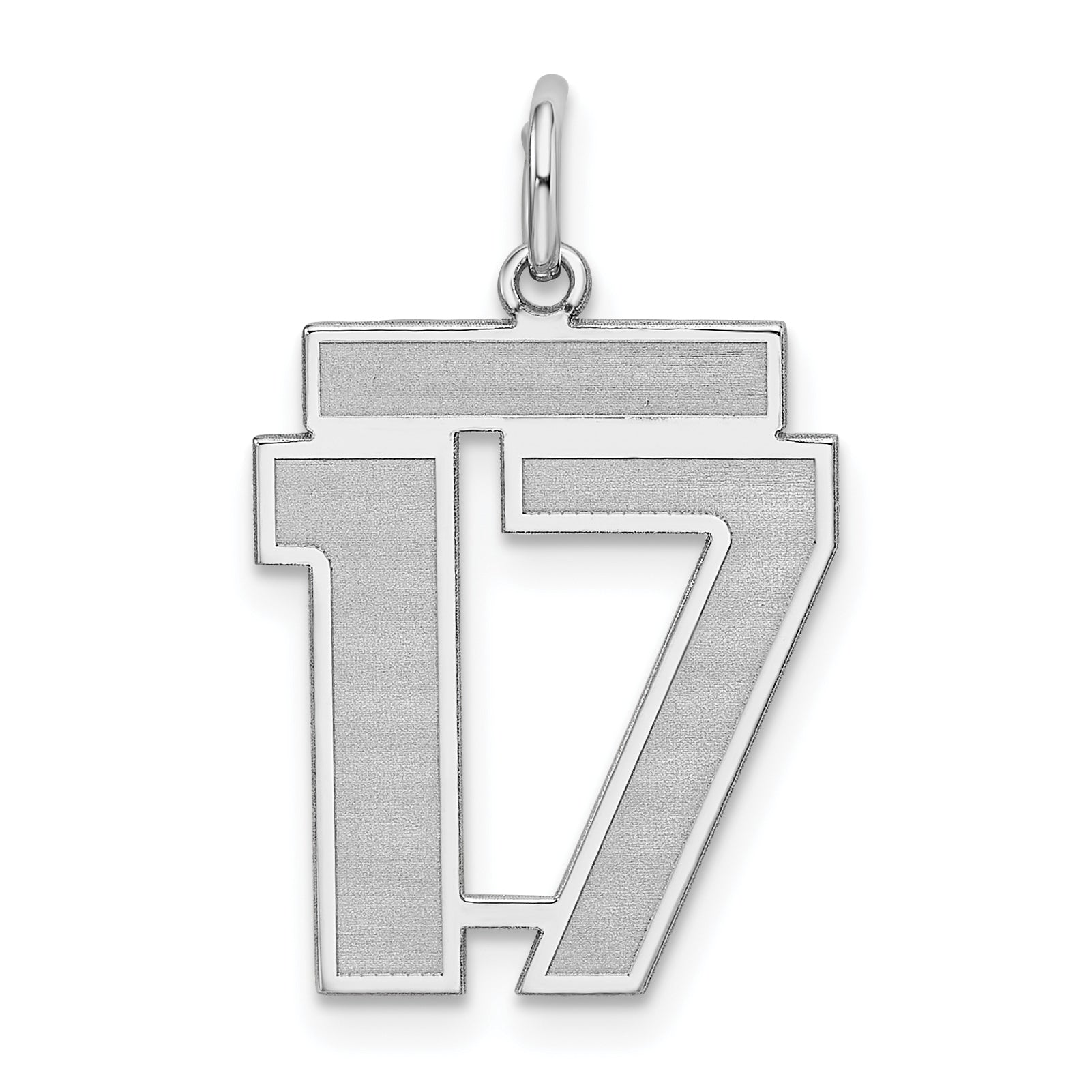 Sterling Silver/Rhodium-plated Satin Number 17 Charm Main image