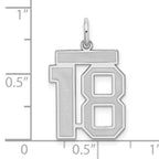 Sterling Silver/Rhodium-plated Satin Number 18 Charm