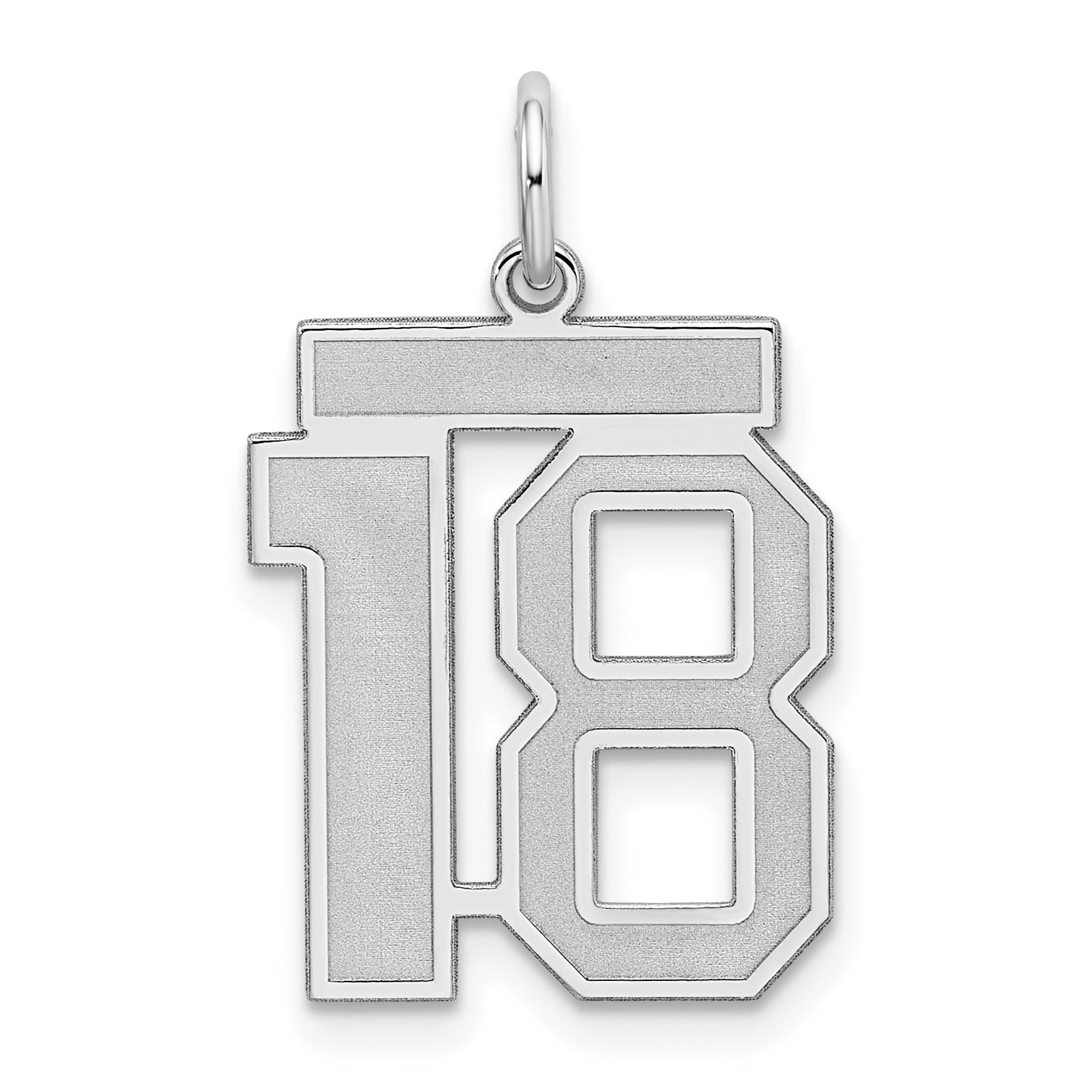 Sterling Silver/Rhodium-plated Satin Number 18 Charm Main image