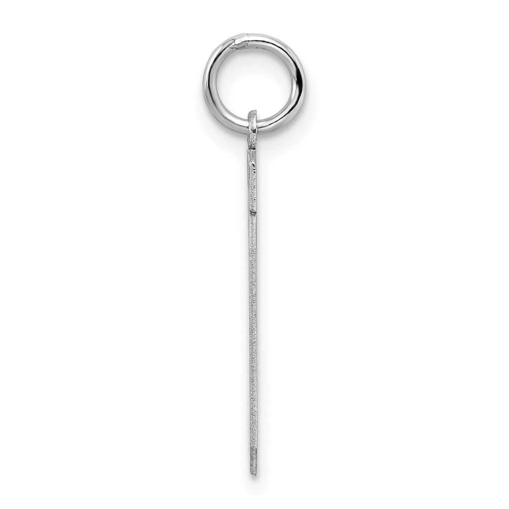 Sterling Silver Rhodium-plated Medium Satin Number 19 Charm