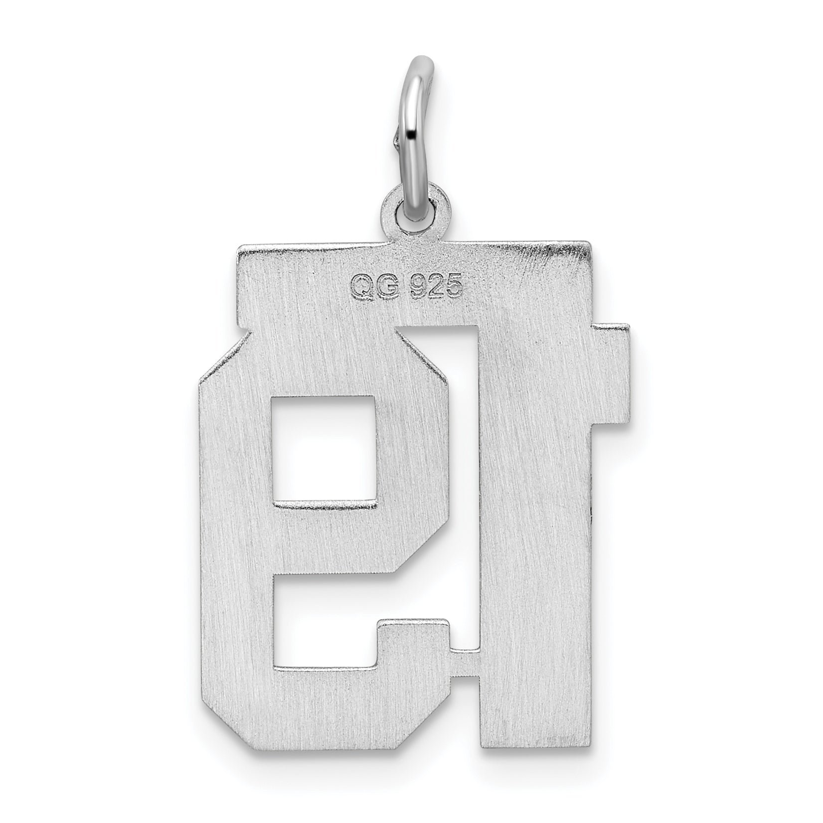 Sterling Silver Rhodium-plated Medium Satin Number 19 Charm