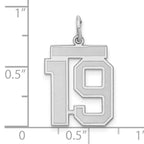 Sterling Silver Rhodium-plated Medium Satin Number 19 Charm