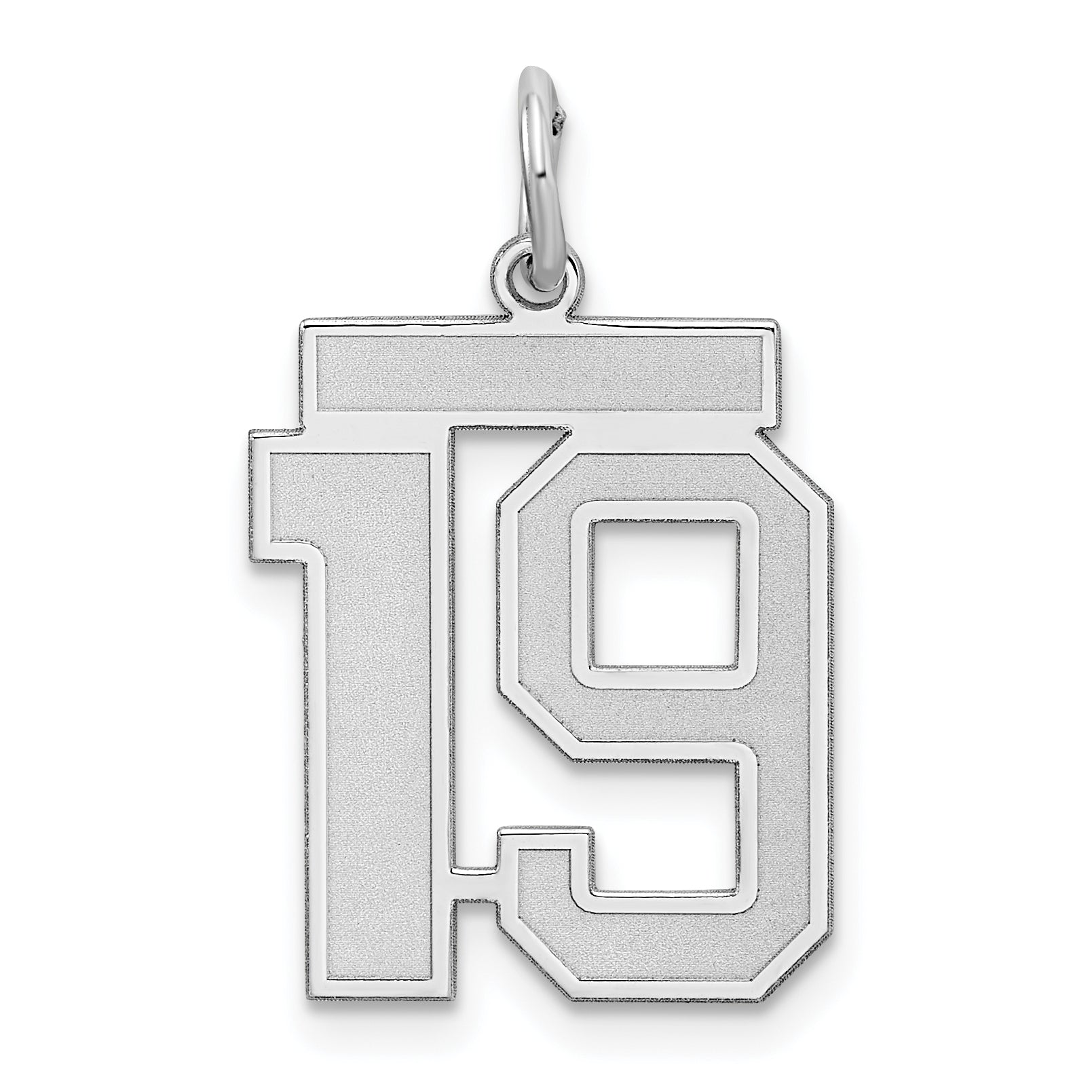 Sterling Silver/Rhodium-plated Satin Number 19 Charm Main image