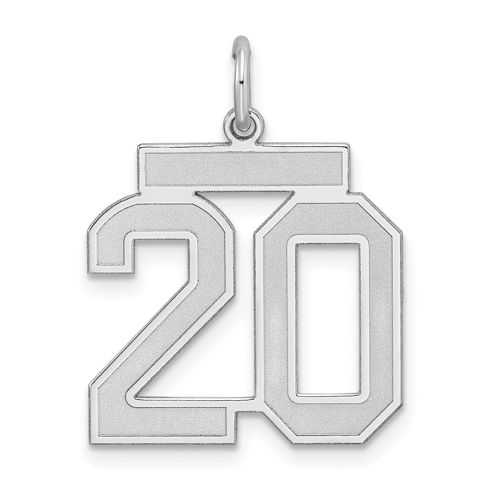 Sterling Silver/Rhodium-plated Satin Number 20 Charm Main image