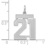 Sterling Silver/Rhodium-plated Satin Number 21 Charm