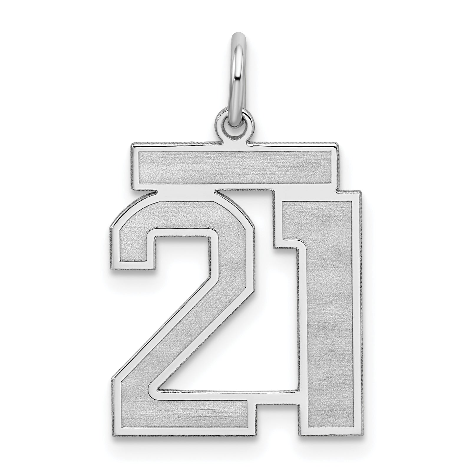 Sterling Silver/Rhodium-plated Satin Number 21 Charm Main image