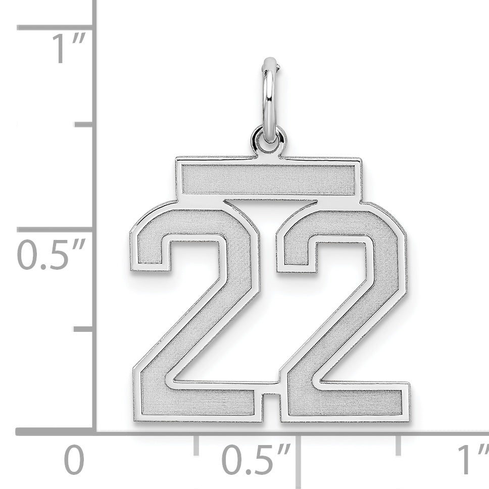 Sterling Silver/Rhodium-plated Satin Number 22 Charm