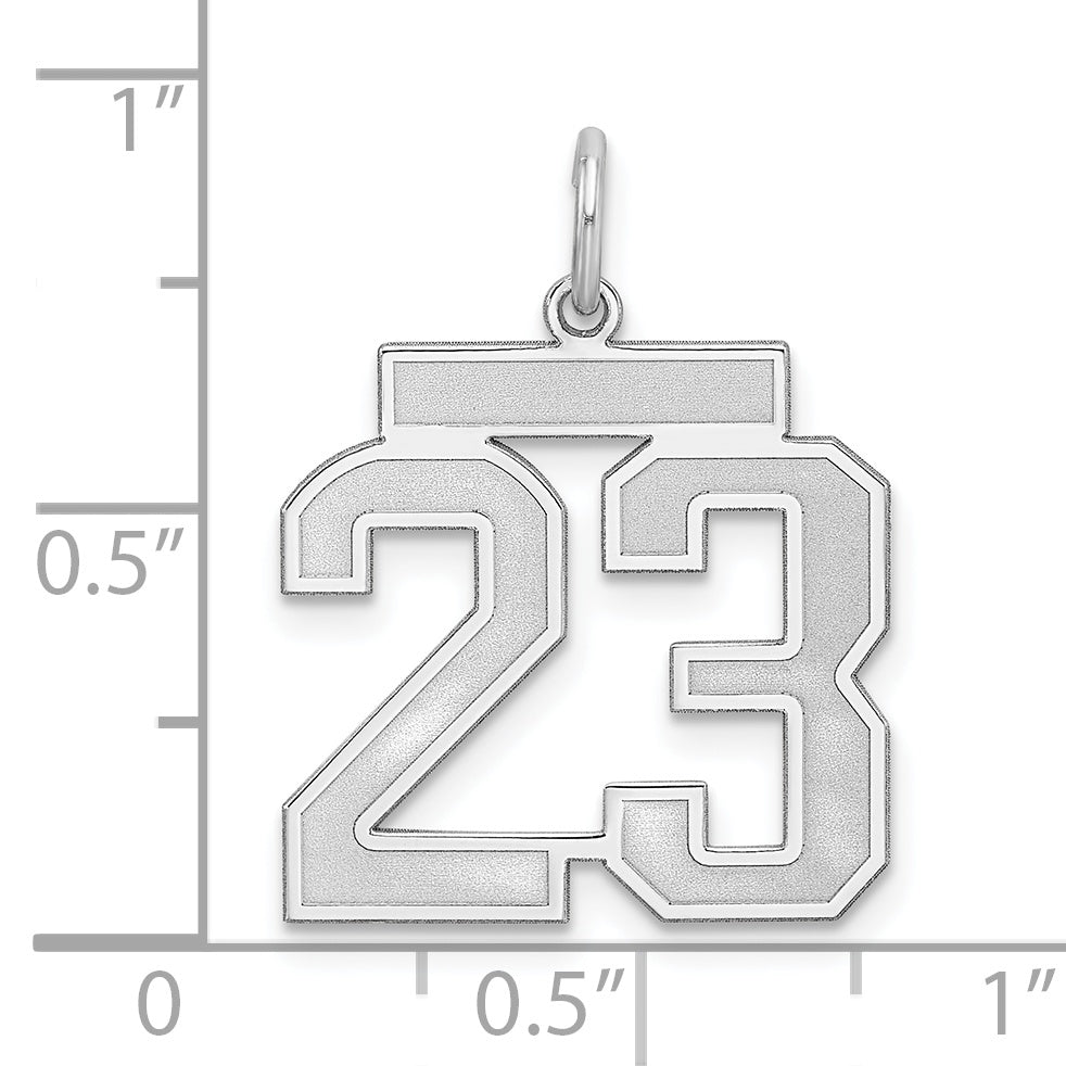 Sterling Silver/Rhodium-plated Satin Number 23 Charm