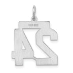 Sterling Silver Rhodium-plated Medium Satin Number 24 Charm