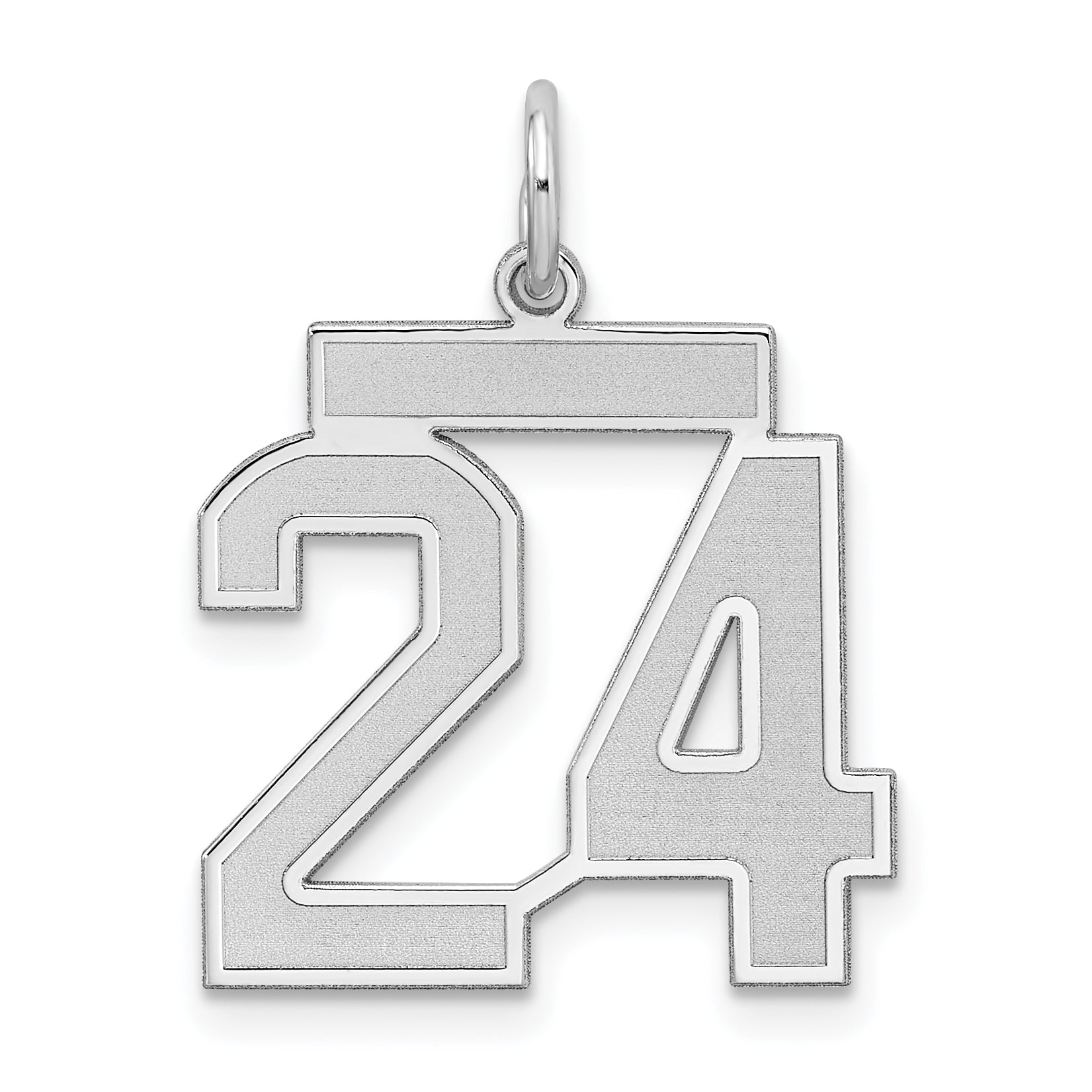 Sterling Silver/Rhodium-plated Satin Number 24 Charm Main image