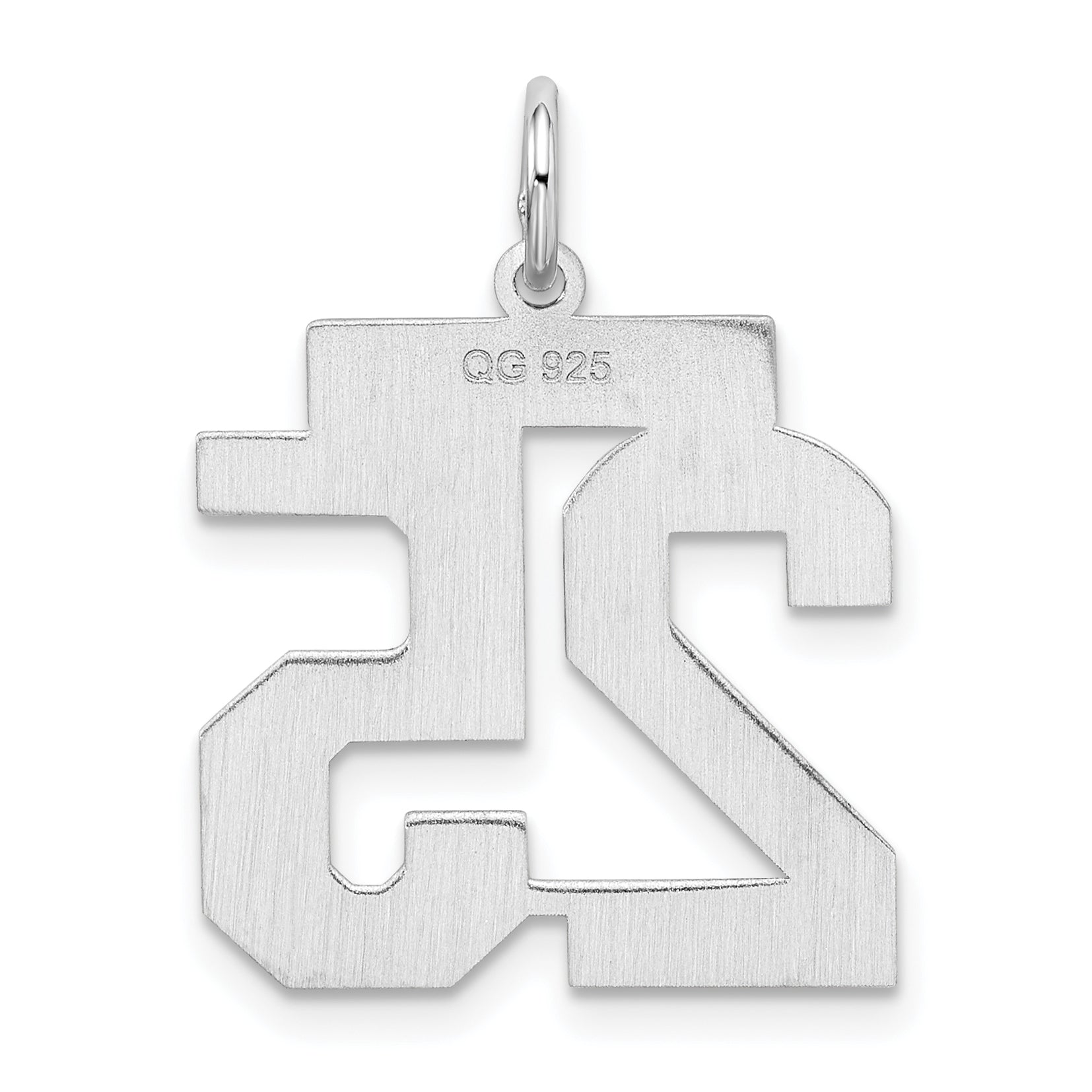 Sterling Silver Rhodium-plated Medium Satin Number 25 Charm