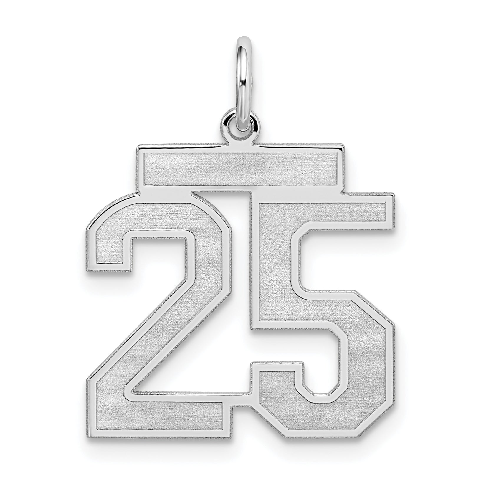 Sterling Silver/Rhodium-plated Satin Number 25 Charm Main image