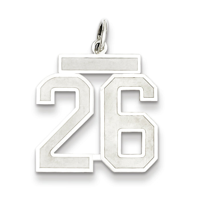 Sterling Silver/Rhodium-plated Satin Number 26 Charm