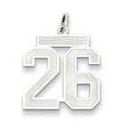 Sterling Silver/Rhodium-plated Satin Number 26 Charm