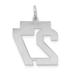 Sterling Silver Rhodium-plated Medium Satin Number 27 Charm
