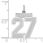 Sterling Silver Rhodium-plated Medium Satin Number 27 Charm