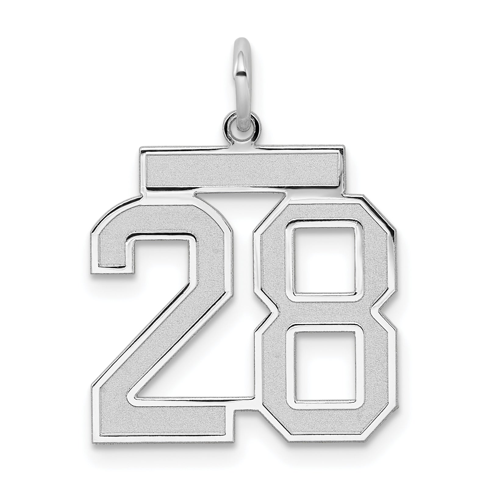 Sterling Silver/Rhodium-plated Satin Number 28 Charm Main image