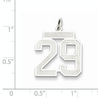 Sterling Silver Rhodium-plated Medium Satin Number 29 Charm