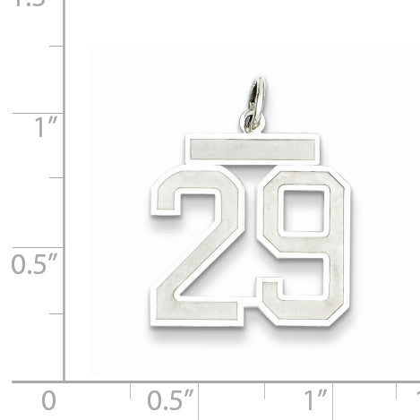 Sterling Silver Rhodium-plated Medium Satin Number 29 Charm